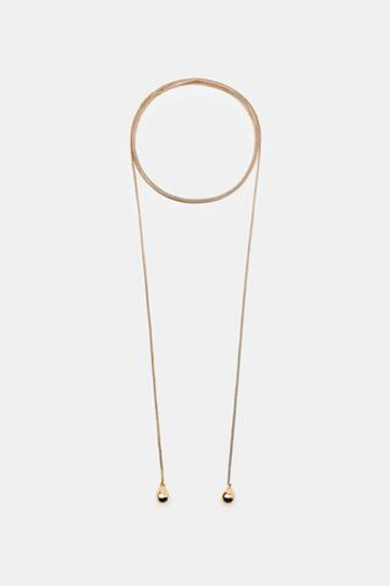 ZARA ДЛИННОЕ ОЖЕРЕЛЬЕ-ЦЕПОЧКА, ЗОЛОТИСТЫЙ