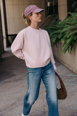 ZARA ОДНОТОННЫЙ СВИТЕР ИЗ МЯГКОГО ТРИКОТАЖА, СВЕТЛО-РОЗОВЫЙ