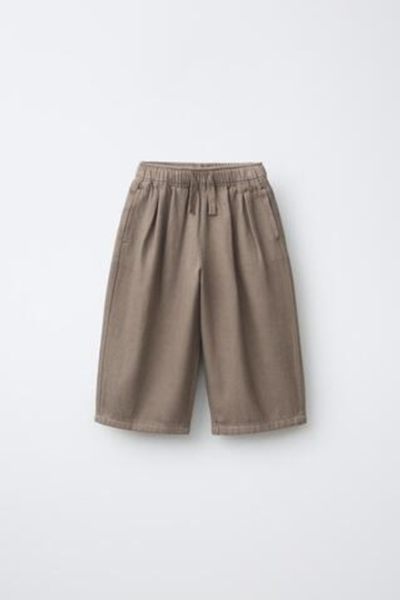 ZARA БРЮКИ BALLOON ИЗ РЕЛЬЕФНОЙ ТКАНИ, СВЕТЛО-БЕЖЕВЫЙ