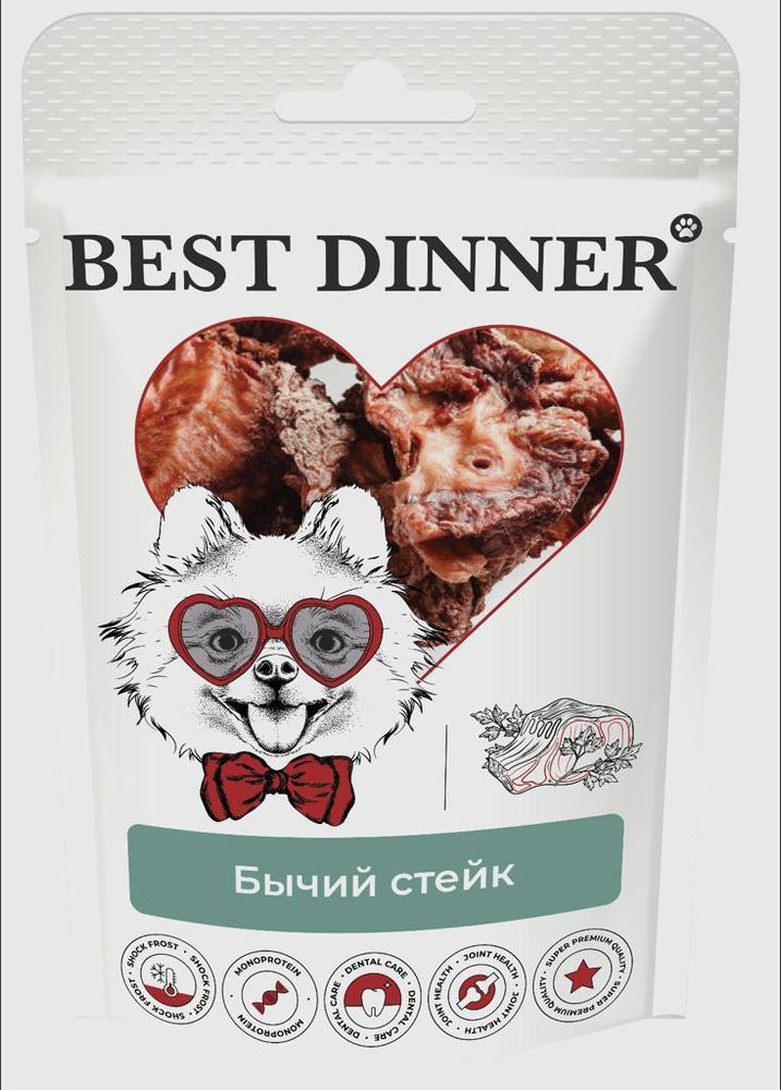 Лакомство Best Dinner Freeze Dry Бычий стейк 55 г Лакомство Best Dinner Freeze Dry Бычий стейк 55 г