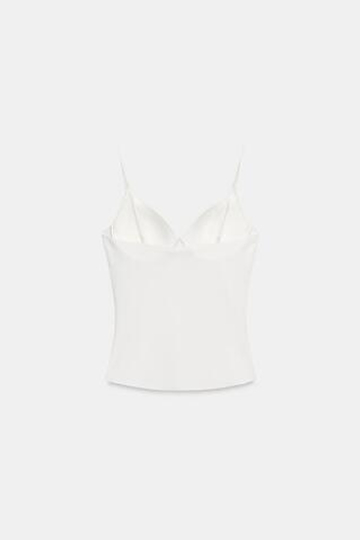 ZARA ТОП ИЗ СМЕСОВОГО ПОЛИАМИДА, БЕЛЫЙ