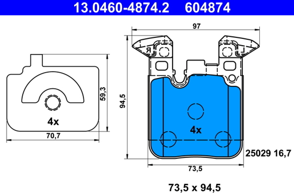 ATE - 13046048742-ATE - Brake Pad Set, disc brake