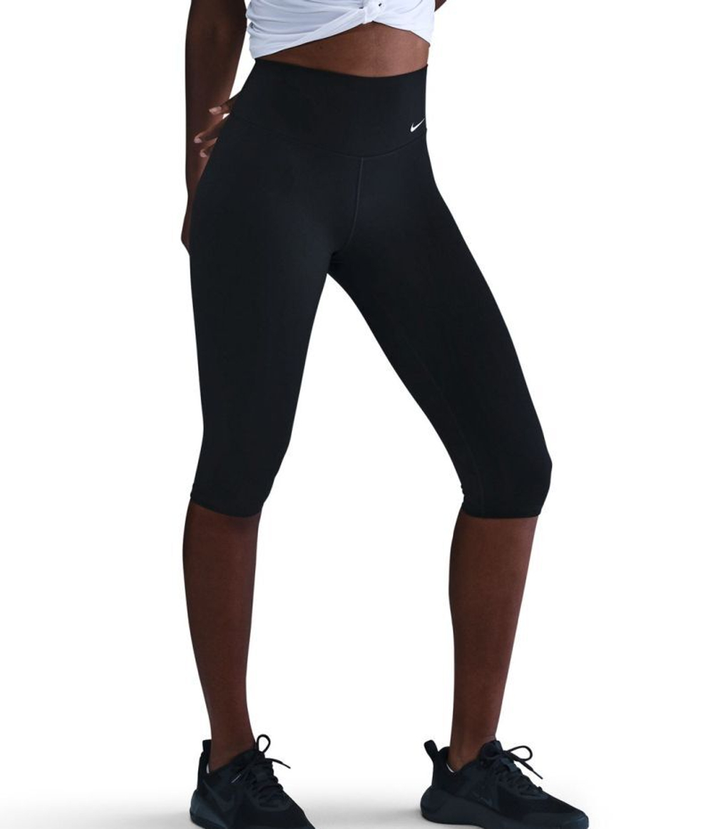 Женские леггинсы Nike One Upper Calf Length Tight - black/white
