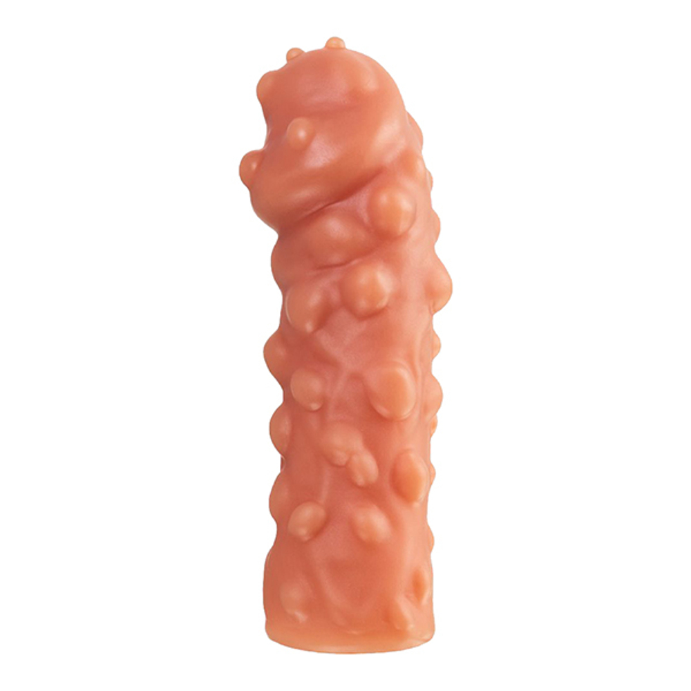 Телесная насадка на член 16,5см покрытая пузырьками Kokos Penis Sleeve 001 L Size