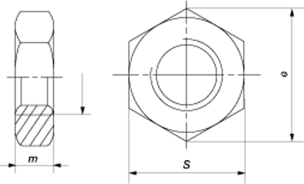 DIN 936 Гайка шестигранная низкая (с фаской) DIN 936 Гайка шестигранная низкая (с фаской)