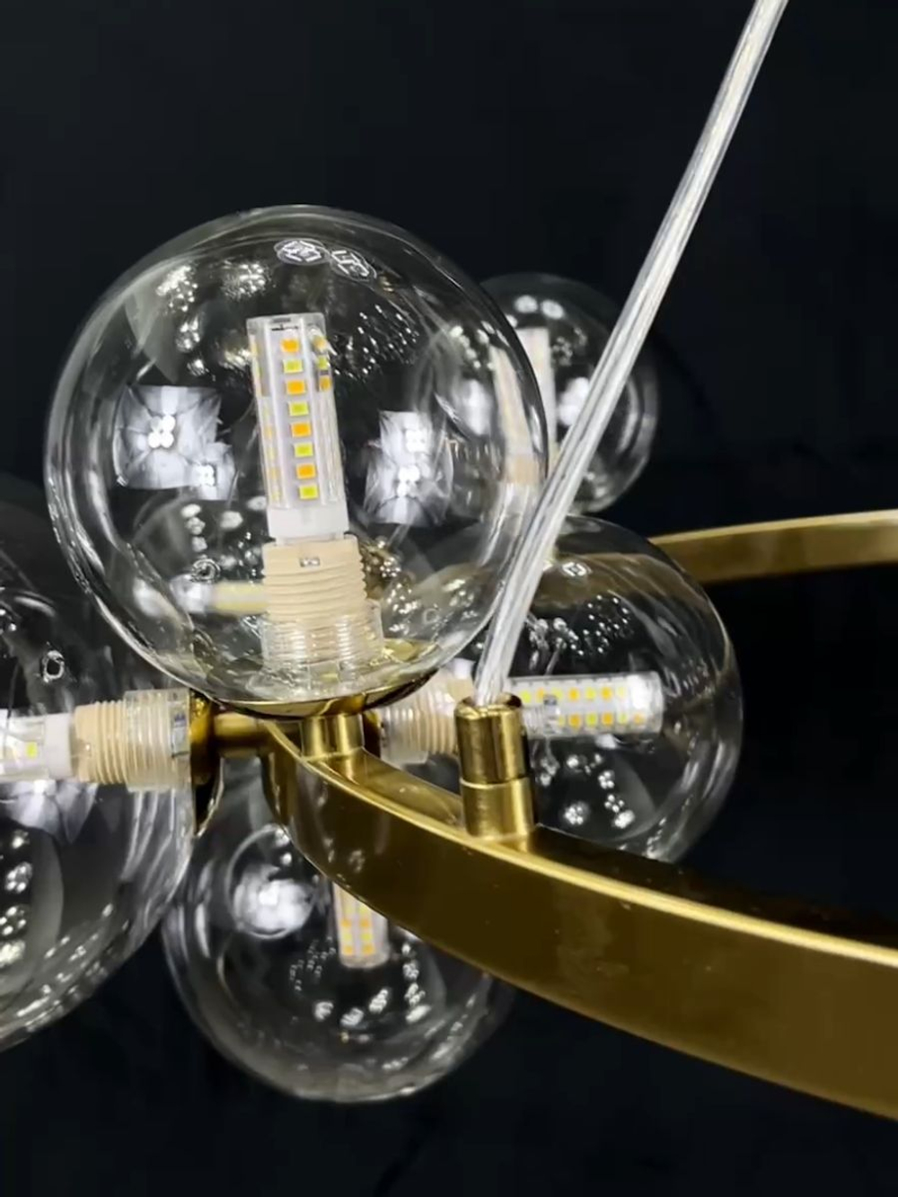 Люстра подвесная Lanbos Bubbles, 15 лампы G9, 180 Вт LED, до 30 кв м, латунь