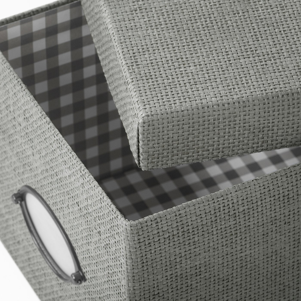 IKEA KVARNVIK  (ИКЕА КВАРНВИК)  -  Коробка с крышкой - серый 18х25х15 см
