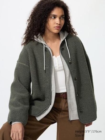 UNIQLO Кардиган из флиса, темно-зеленый