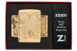 Зажигалка ZIPPO Armor Счастливый клевер с глянцевым золотистым покрытием | Lucky Clover High Polish