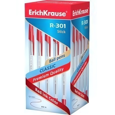 Ручка шариковая 1 мм, красная "CLASSIC Stick R-301" (ErichKrause)