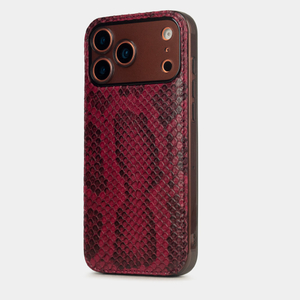 Чехол-накладка для iPhone 17 Pro - кожа питона, бордовый