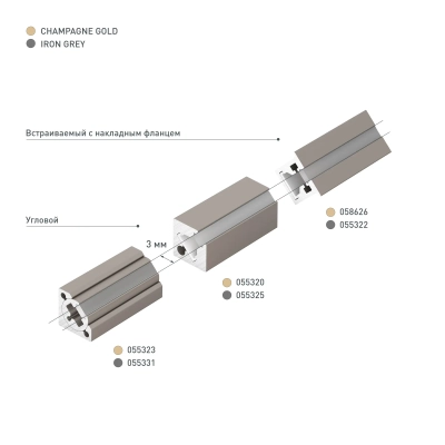 Профиль c экраном SL-KANT-H10-SQUARE-2000 CHAMPAGNE GOLD (Arlight, Алюминий+пластик)