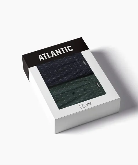 Трусы (2 шт) мужские семейные Atlantic 2MBX-077, хлопок, темно-синий + зеленый
