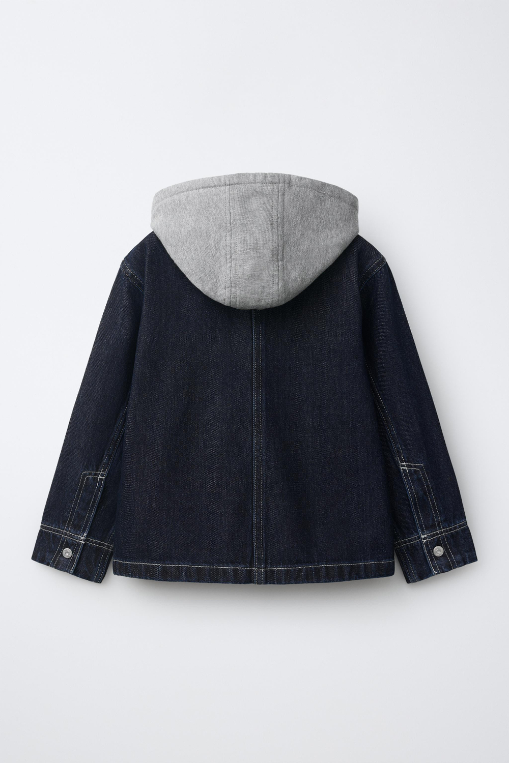 ZARA ДЖИНСОВАЯ КУРТКА-РУБАШКА С ОТСТЕГИВАЮЩИМСЯ КАПЮШОНОМ, ИНДИГО