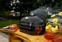 Керамический угольный гриль Primo Oval Family All-In-One, 38х56 см, с ножками и столиками