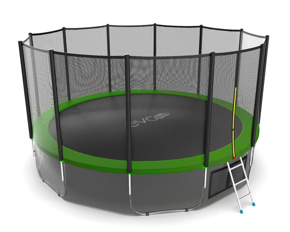 EVO JUMP External 16ft (Green) + Lower net. Батут с внешней сеткой и лестницей, диаметр 16ft (зеленый) + нижняя сеть