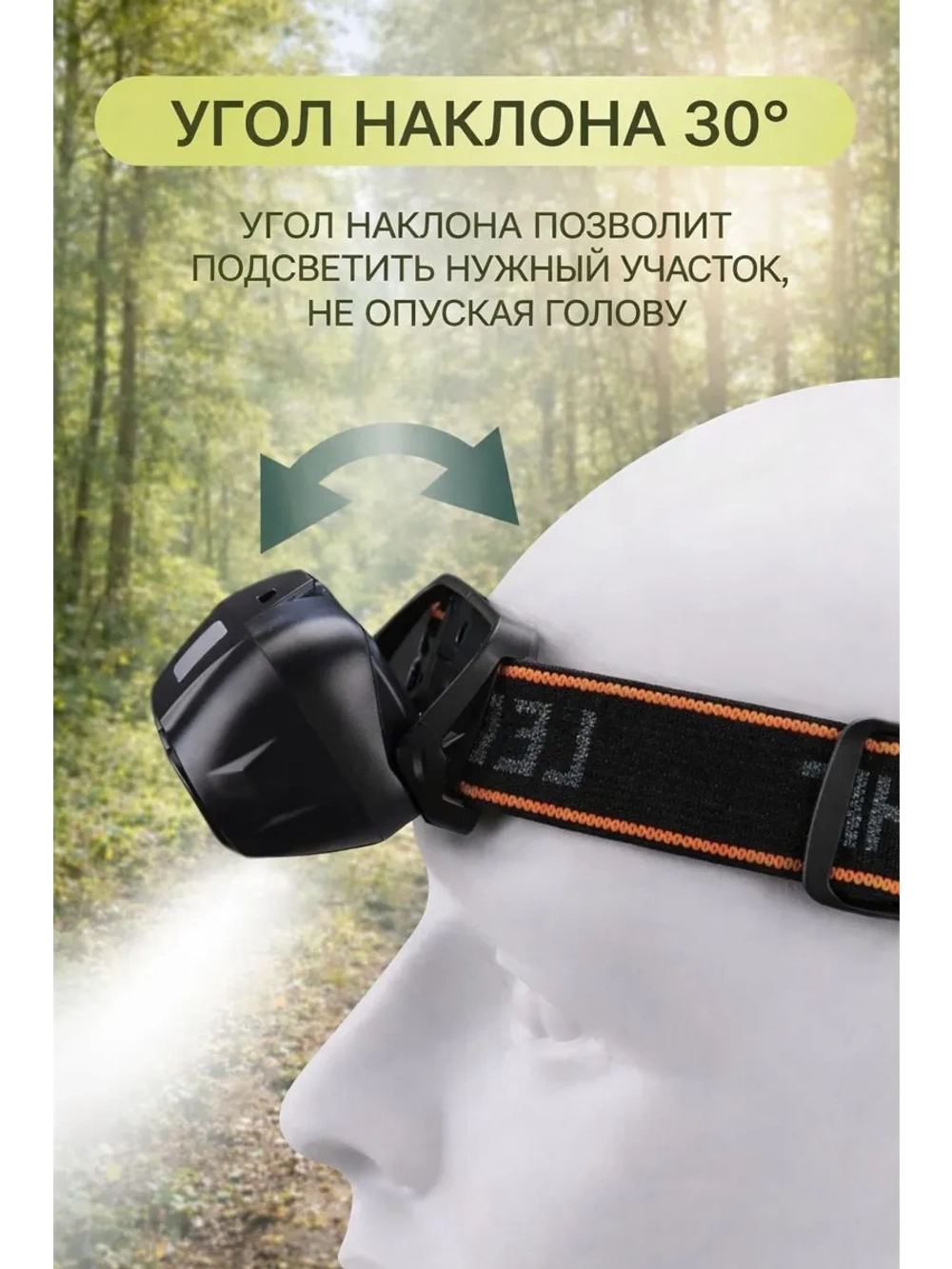 Фонарь налобный светодиодный аккумуляторный