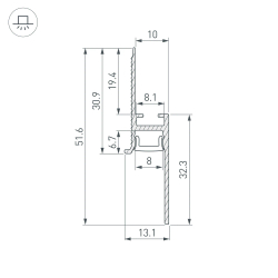 Профиль PLINTUS-FANTOM-BENT-H20-SIDE-2000 WHITE (Arlight, Алюминий) 043674