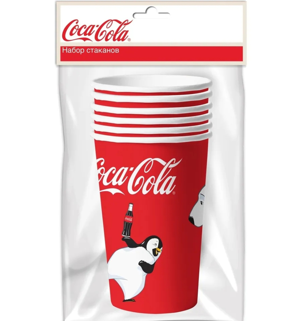 Набор 3 уп Стаканы бумажные  Play Coca-Cola, Мишки-1