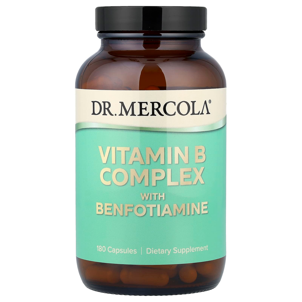 Dr. Mercola, Комплекс витаминов группы B с бенфотиамином, 180 капсул