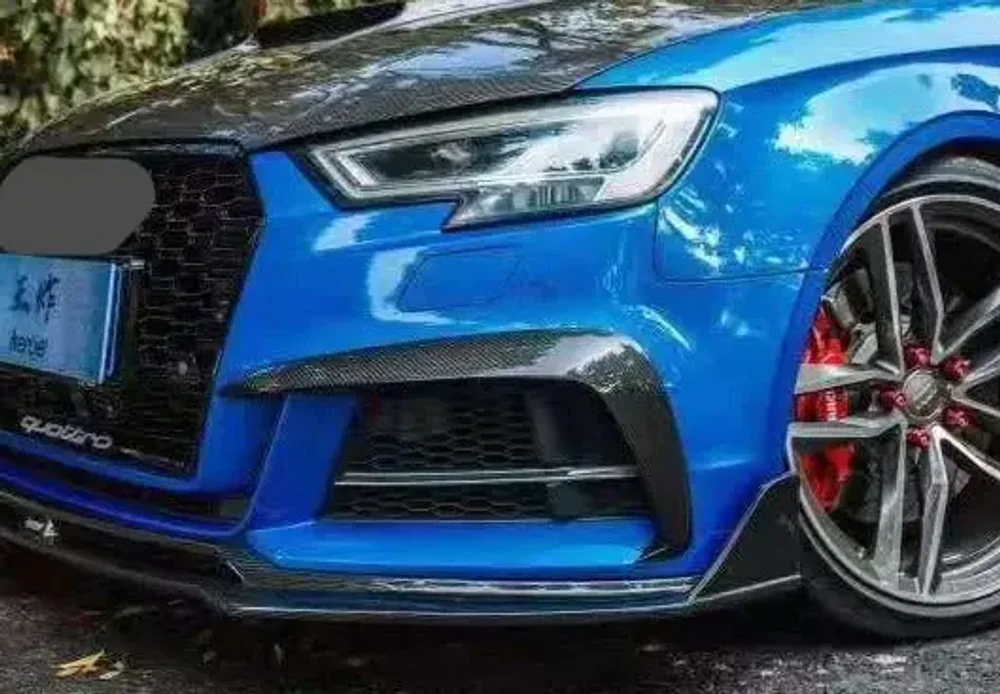 Карбоновые канарды переднего бампера  для AUDI A3 S LINE & S3 2017-2020 Sedan Ауди седан
