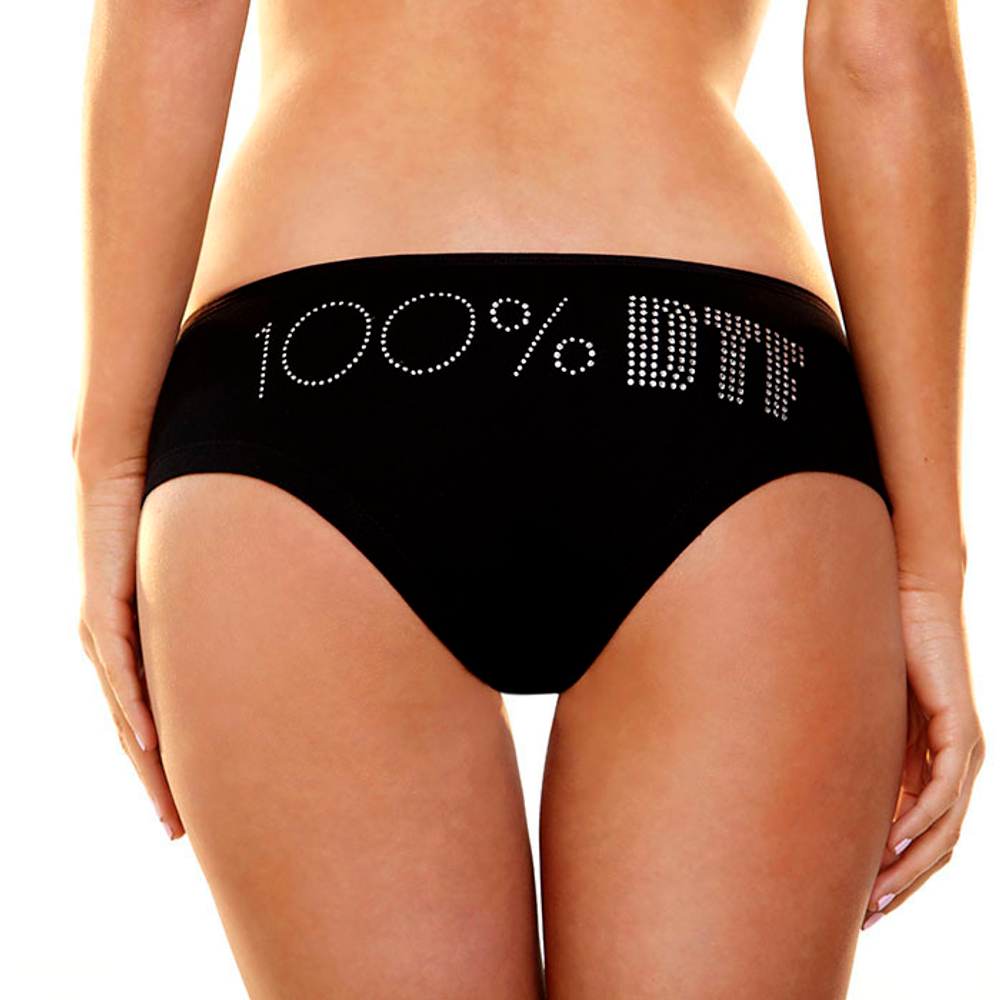 Трусики-слип с надписью стразами 100% DTF (Размер: M-L) (Цвет: черный)
