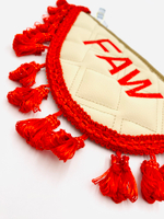 Вымпел тройной Faw (экокожа, бежевый с красной вышивкой)