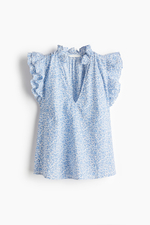Хлопковая блузка с оборками и V-образным вырезом - H&M