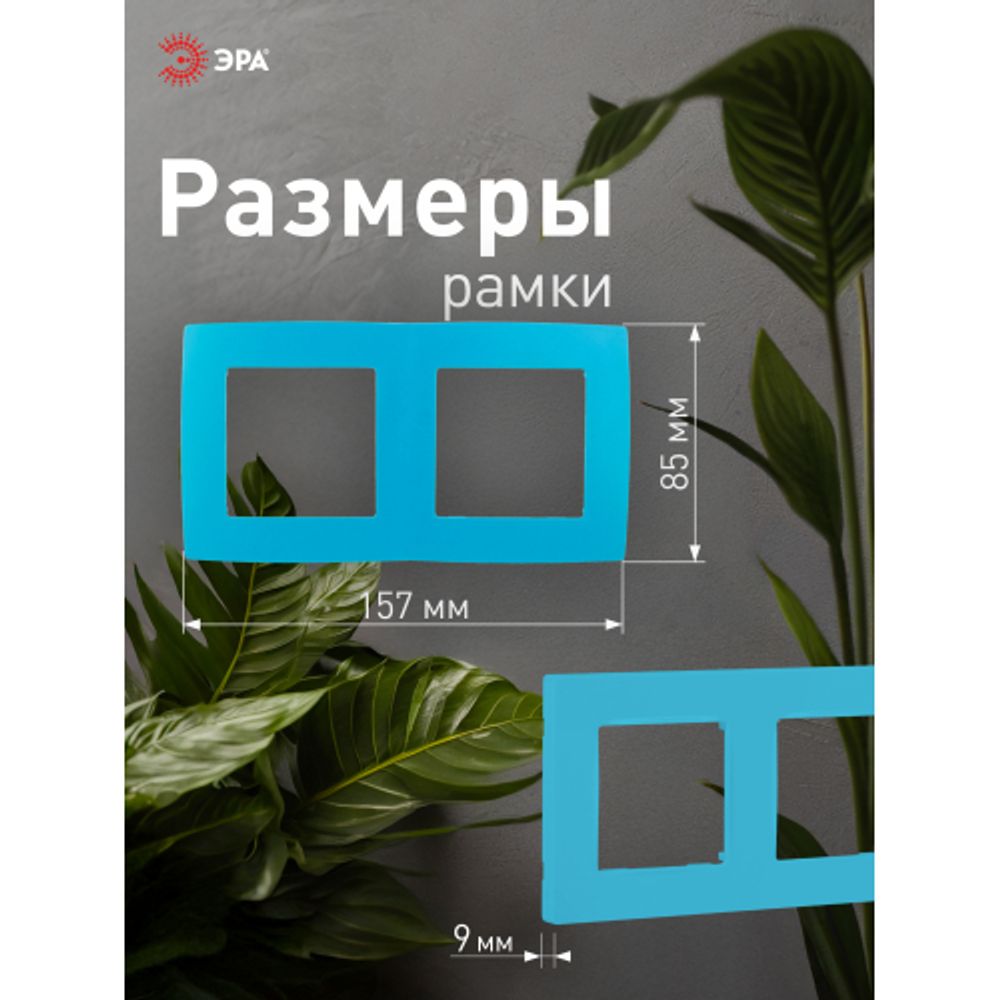 12-5002-28 ЭРА Рамка на 2 поста, Эра12, голубой | Эра 12
