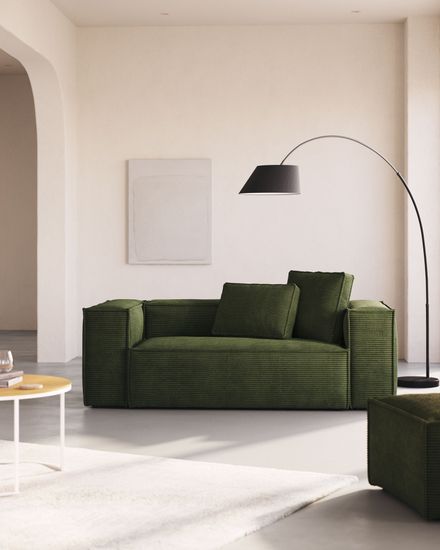 Диван 2-местный Blok La Forma в плотном зеленом вельвете 210 см