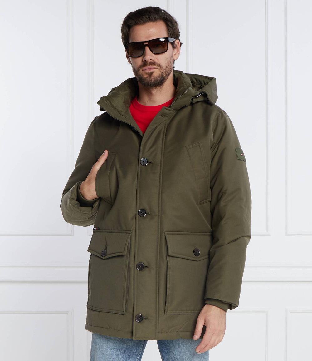 Пуховая куртка ROCKIE NON FUR PARKA Tommy Hilfiger - хаки(MW0MW32779)