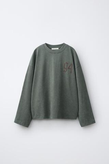 ZARA ЛОНГСЛИВ С ЭФФЕКТОМ ПОТЕРТОСТИ И НОМЕРОМ, ТЕМНЫЙ АНТРАЦИТ