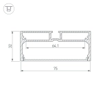Профиль с экраном SL-LINE-7532-2000 ANOD (Arlight, Алюминий)