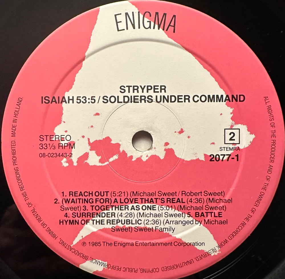 Stryper - Soldiers Under Commandb (Европа 1985г.)