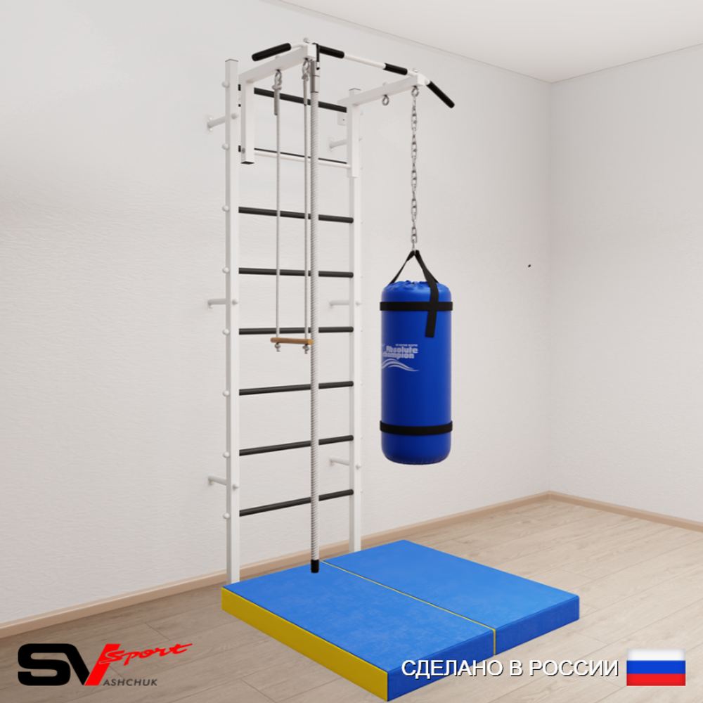 Шведская стенка Sv Sport 5157 (Турник стандарт/Канат/Трапеция/Цепь/Мешок 30кг/Мат 1м)