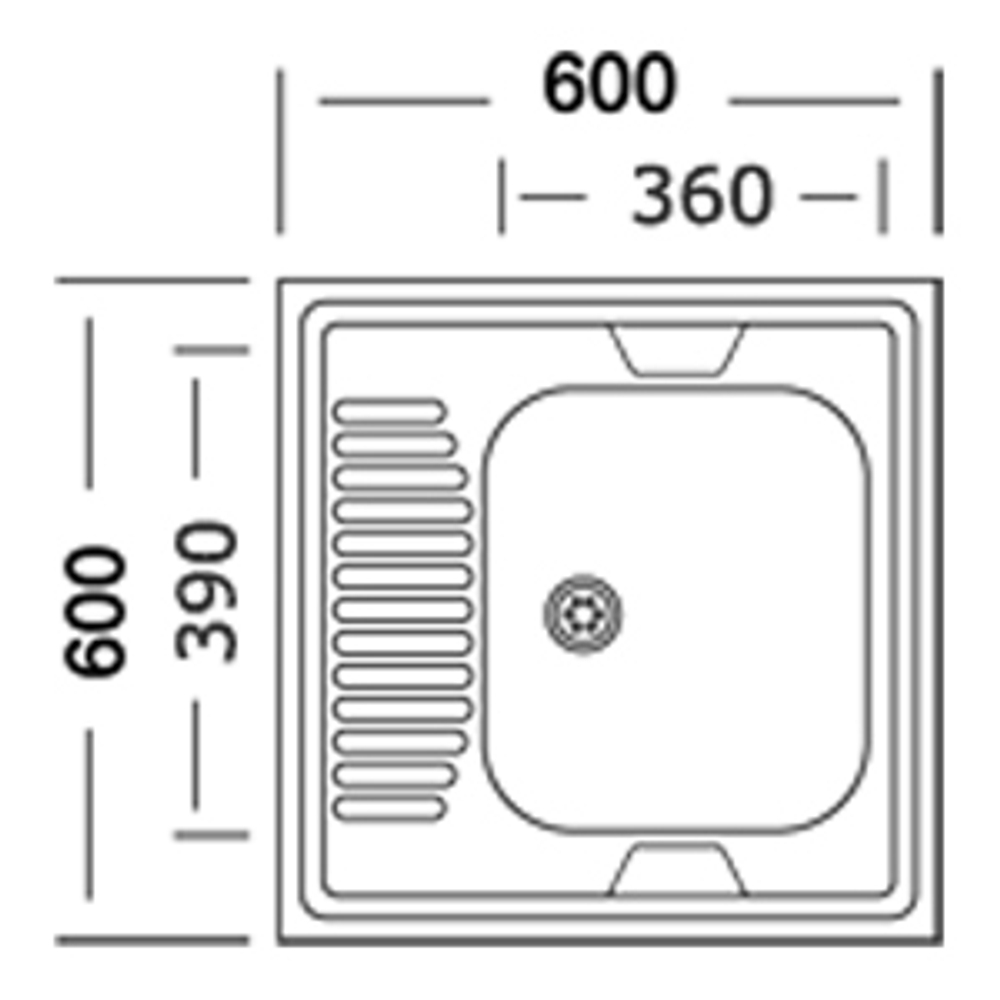 Мойка 60х60 (0,4) прав вып 1 1/2 Эконом (глуб. 13см)