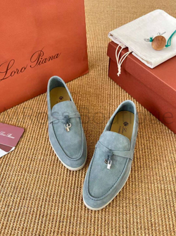 Серые лоферы Loro Piana Charms Walk