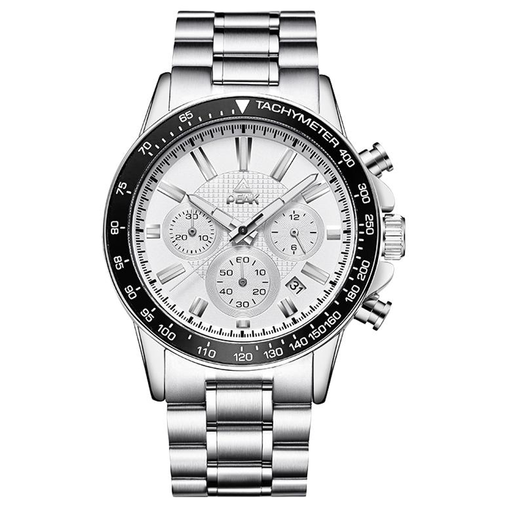 PEAK Reverse Collection Quartz Movement Stainless Steel Watchband Watch Men"s Watches White Dial