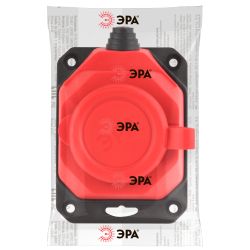 Колодка ЭРА K-1e-RED-IP44 каучуковая с заземлением 1 розетка 16A IP44 красная | Электротовары