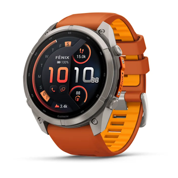 Умные часы Garmin Fenix 9 PRO INREACH, 51 мм, AMOLED, Sapphire Titanium with Autumn Orange/Spark Orange Silicone Band
