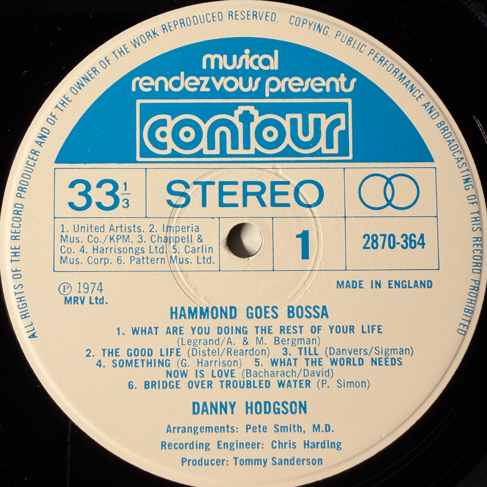 Danny Hodgson ‎– Hammond Goes Bossa (Англия 1974г.)
