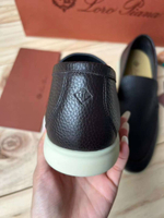 Коричневые кожаные лоферы Loro Piana Summer Walk