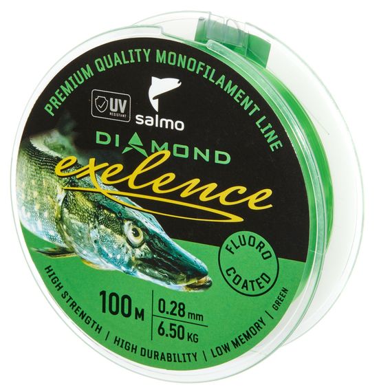 Леска монофильная Salmo Diamond EXELENCE FLUORO COATED Green 100/028