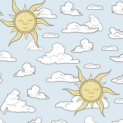 Suns on blue cloudy sky