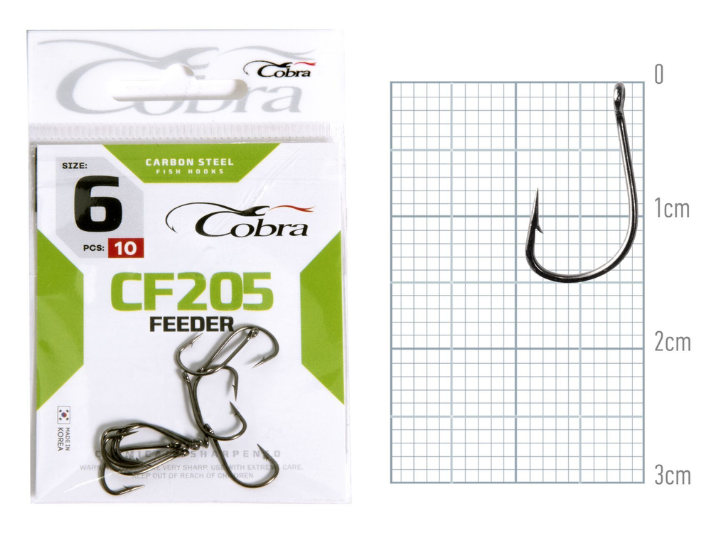 Крючки Cobra FEEDER CF205 №6, 10 шт.