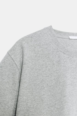 ZARA ФУТБОЛКА С КРУГЛЫМ ВЫРЕЗОМ, СЕРЫЙ МЕЛАНЖ