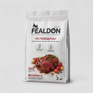 Сухой корм Fealdon для взрослых собак мелких пород с говядиной