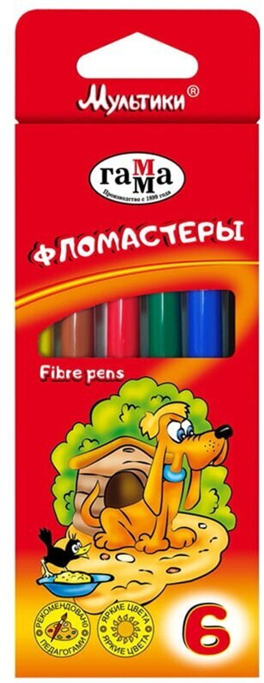 Фломастеры ГАММА "Мультики", 6 цветов, вентилируемый колпачок, картонная упаковка, 180319_03