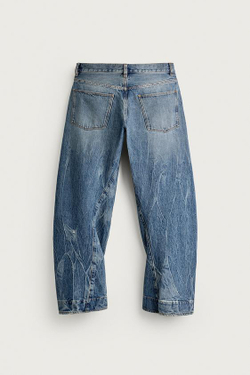 ZARA ДЖИНСЫ STRAIGHT FIT СО СМЕЩЕННЫМИ ШВАМИ, ВЫЦВЕТШИЙ СИНИЙ
