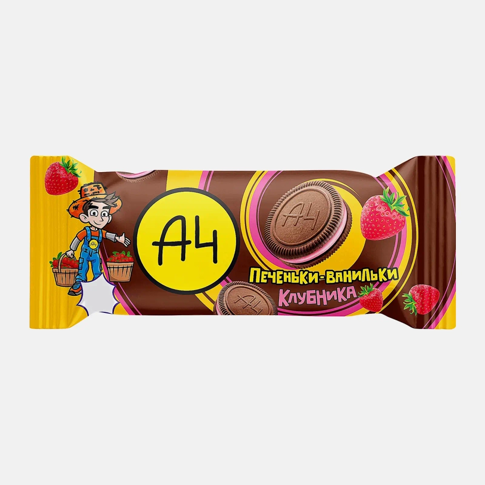 Печенье сахарное с клубничным вкусом А4 50г